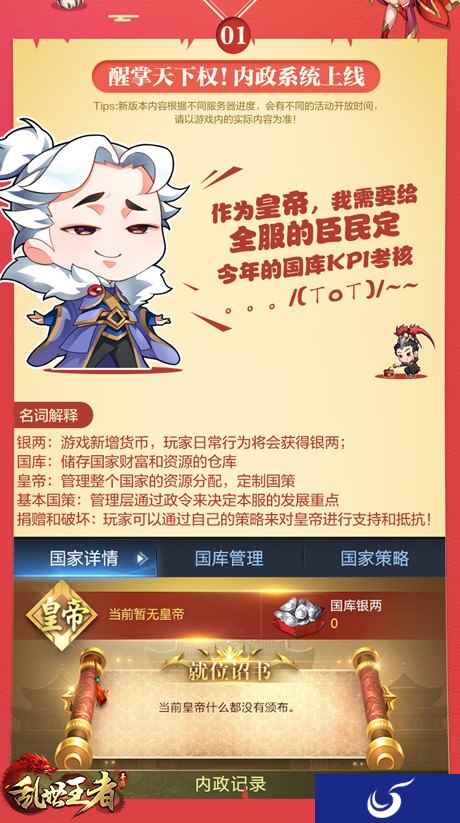 “醒掌天下权”《乱世王者》内政系统解析