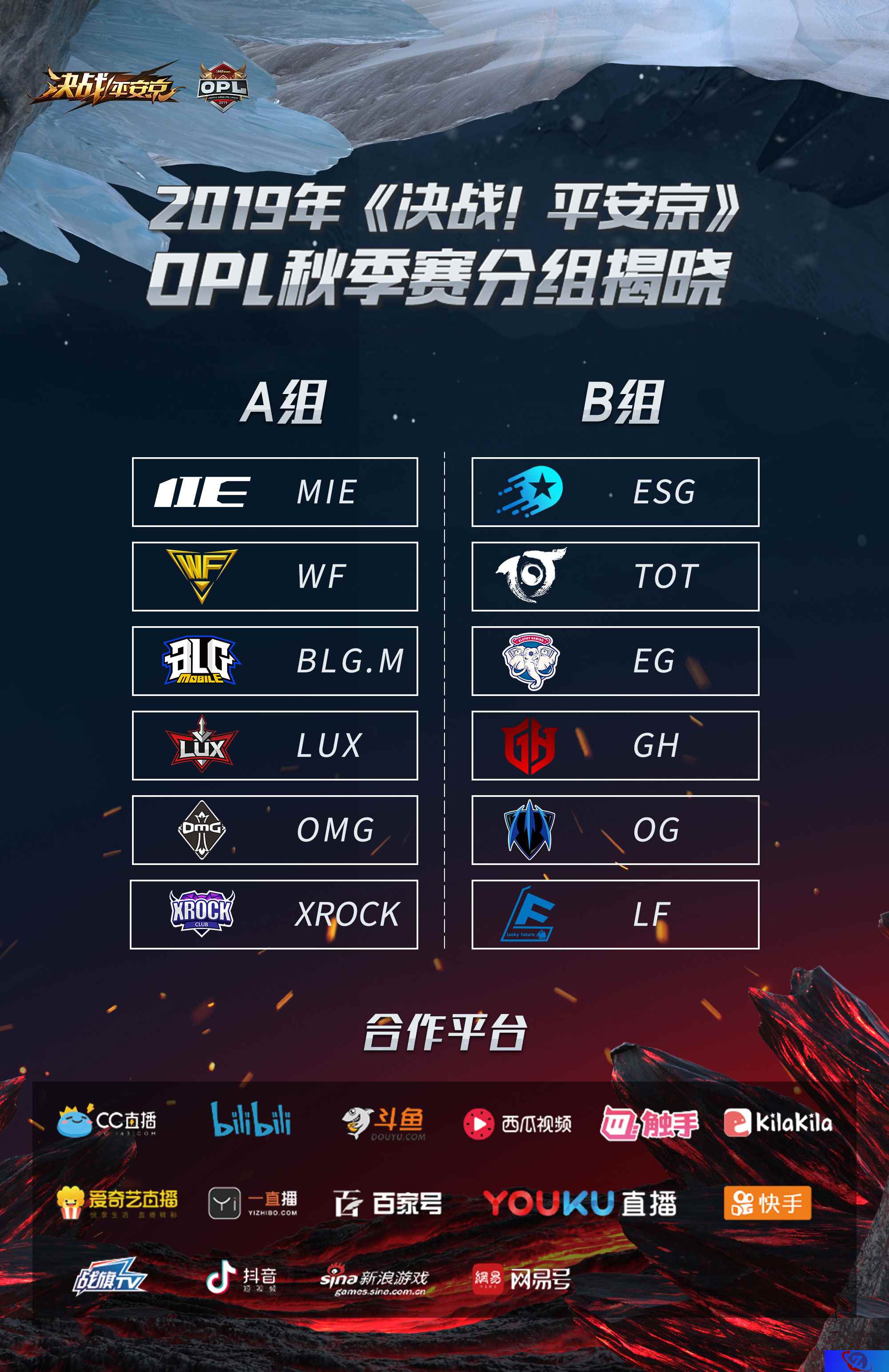 新兵老将再战平安京，OPL秋季赛分组揭晓