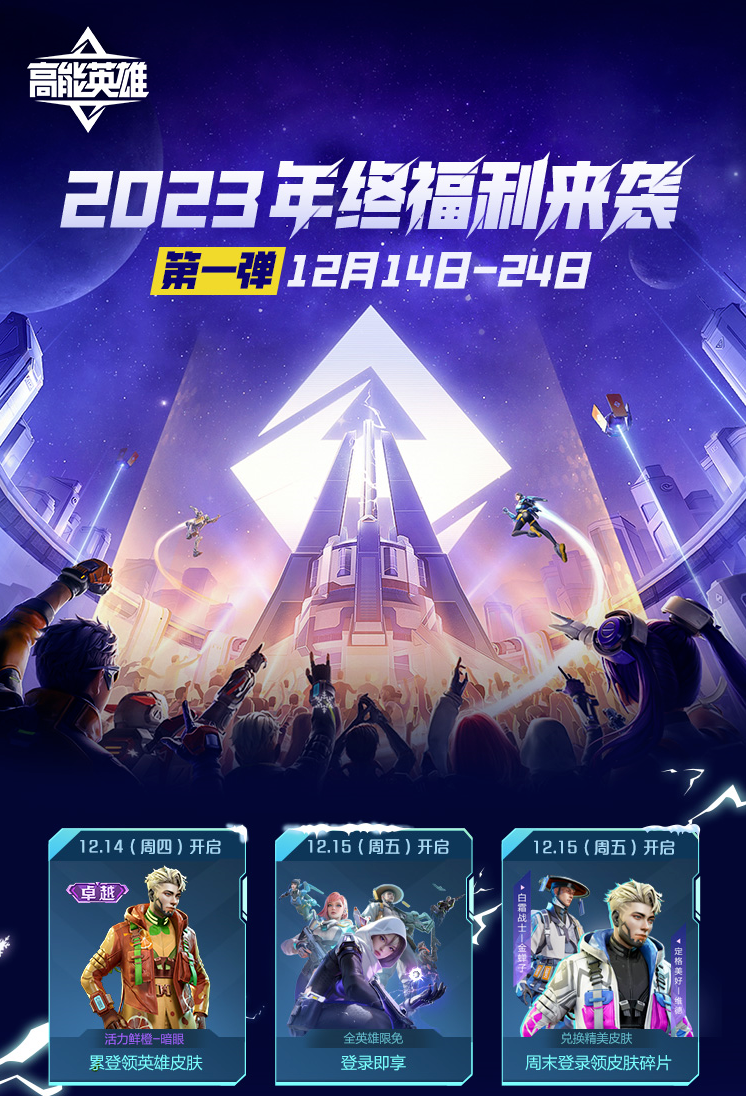 全英雄限免,累登领卓越皮肤!《高能英雄》2023年终福利来袭~