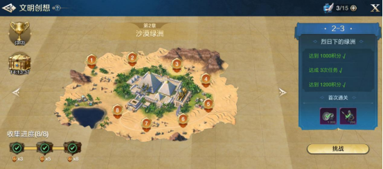 《世界启元》文明创想地块搭配(2-3)烈阳下的绿洲详细步骤攻略