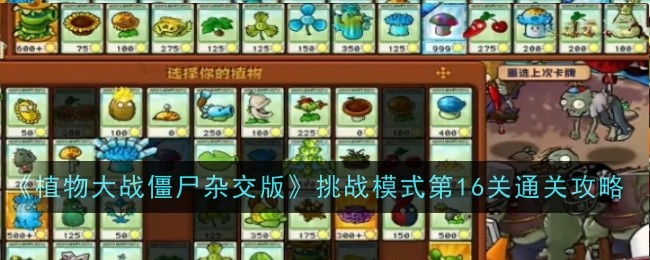 《植物大战僵尸杂交版》挑战模式第16关通关攻略