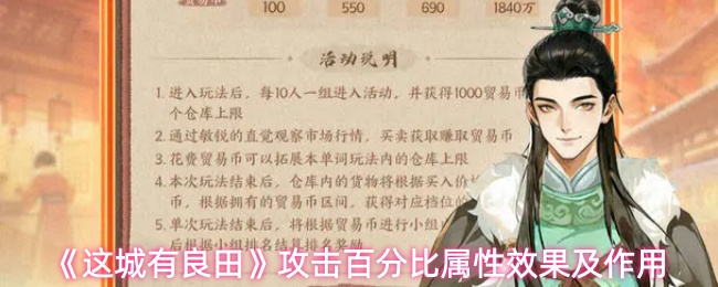 《这城有良田》攻击百分比属性效果及作用