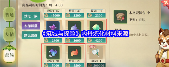 《筑城与探险》内丹炼化材料来源