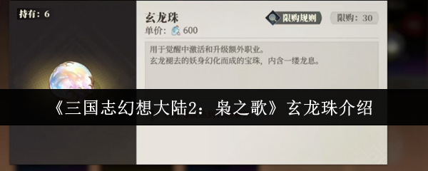 《三国志幻想大陆2:枭之歌》玄龙珠介绍