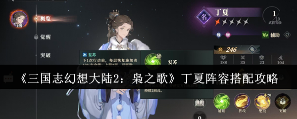 《三国志幻想大陆2:枭之歌》丁夏阵容搭配攻略