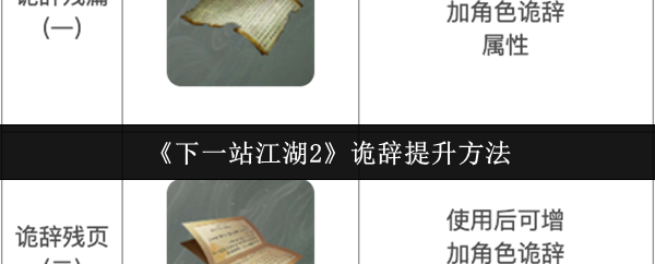 《下一站江湖2》诡辞提升方法