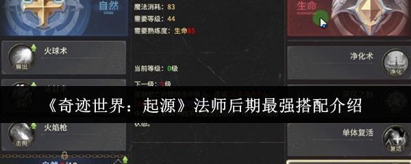 《奇迹世界:起源》法师后期最强搭配介绍