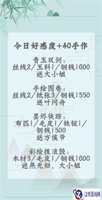 遇见逆水寒墨烬侠踪攻略 2月18日手作好感度介绍