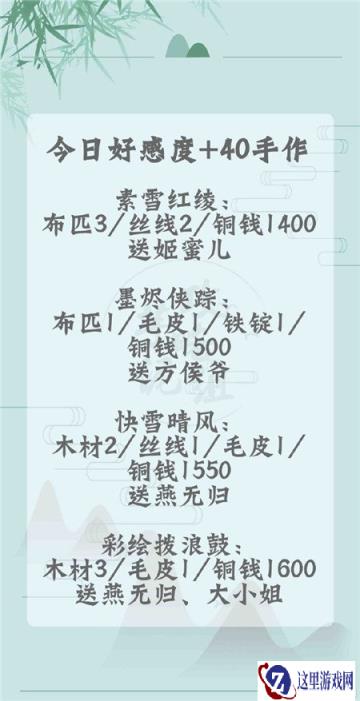 遇见逆水寒手作好感度是多少 2月26日手作攻略解析