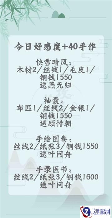 遇见逆水寒手录医书送给谁 2月14日手作分析