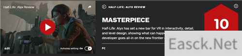 《半条命：Alyx》媒体评分出炉 IGN给出10分满分好评