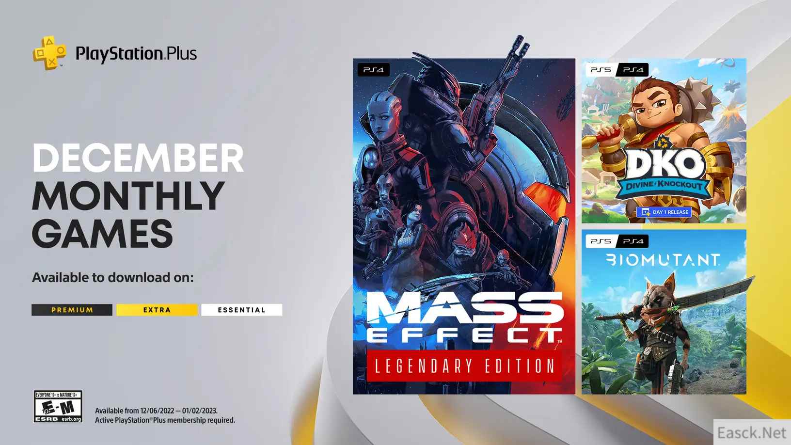 PS+欧美服12月会免游戏公布 质量效应传奇版等入库