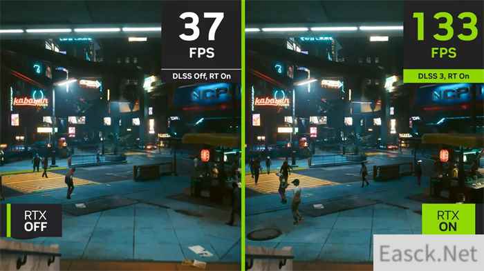 赛博朋克2077DLSS3开启/关闭对比 帧数提升惊人